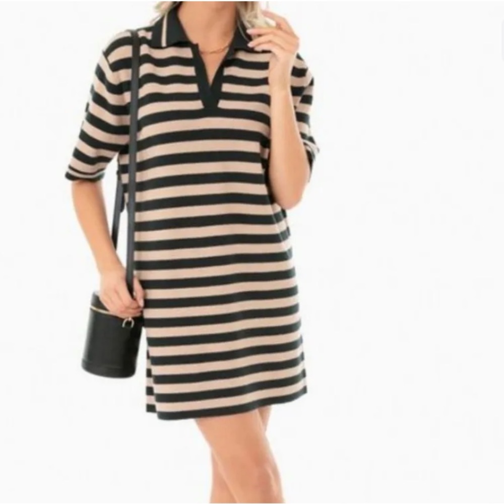 Tuckernuck Pomander place women  sweater dress size S black/ beige nwot